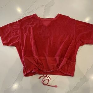 Vintage 80's/90's Susan Bristol Women's Red Terrycloth Cropped Drawstring Top